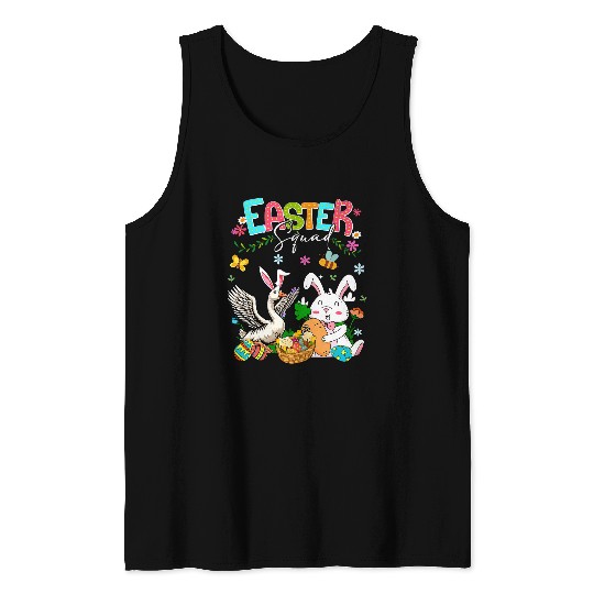 Happy Easter Bunny Goose Hunting Eggs Basket Farmer Kids Tank Tops