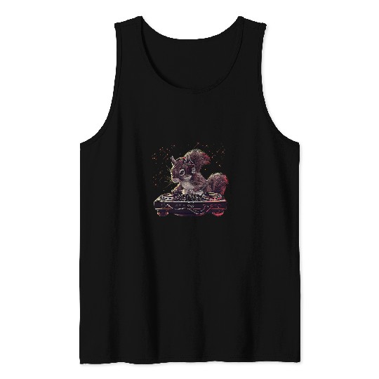 Squirrel Pet DJ Music Producer Turntable DJ Squirrel Dance Club 4 Tank Tops
