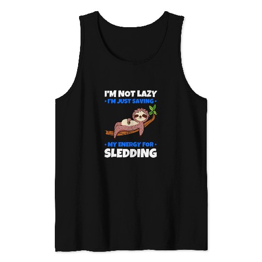 Sloth Pet Sledding Sled Rider Sledging Winter Sleighing Sport Sloth Tank Tops