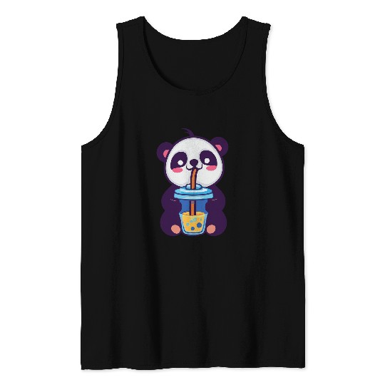 Panda Pet Japanese Bubble Boba Tea Funny Tank Tops