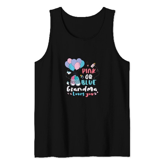Giraffe Pet Pink Or Blue Grandma Loves You Giraffe Baby Gender Reveal Tank Tops