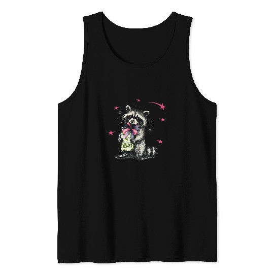 Raccoon Pet With Pickle Jar Canning Season Tank Tops