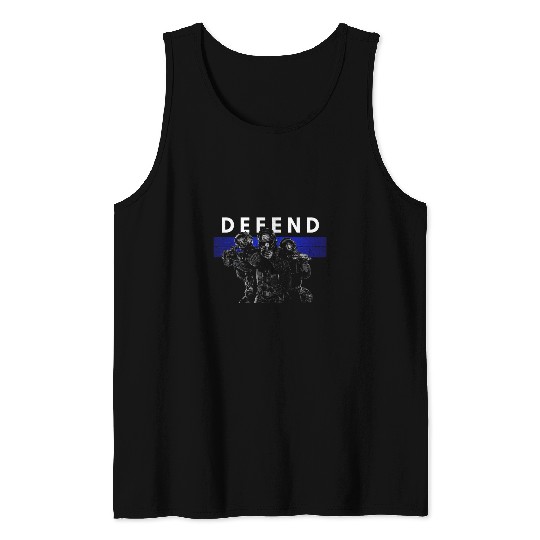Defend The Police Cool Swat Team Thin Blue Line Flag Cop Tank Tops