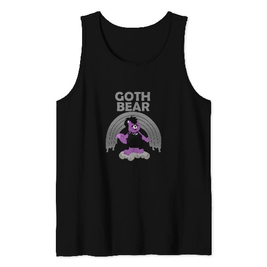 Bear Pet Goth Bear Gothic Purple Violet with Melting Gray Rainbow Tank Tops
