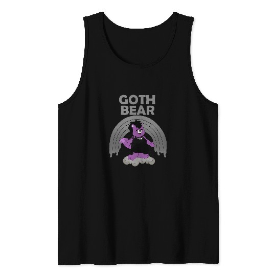 Bear Pet Goth Bear Gothic Purple Violet with Melting Gray Rainbow Tank Tops