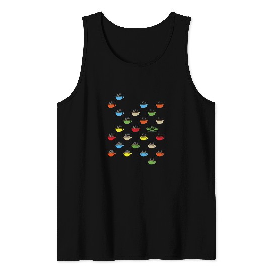 Coffee Fun Friends Scattered Coffee Cups Tank Tops