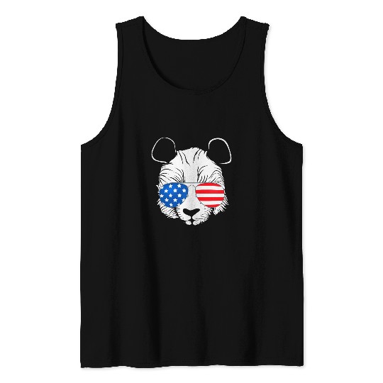 Panda Pet 4th of July American Flag USA America Patriotic Tank Tops