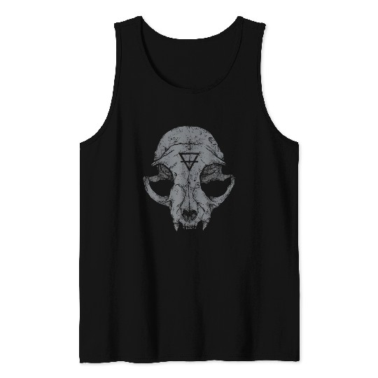 Cat Skull occult tattoo Artist tattoo Lovers For Cat Lovers Tank Tops