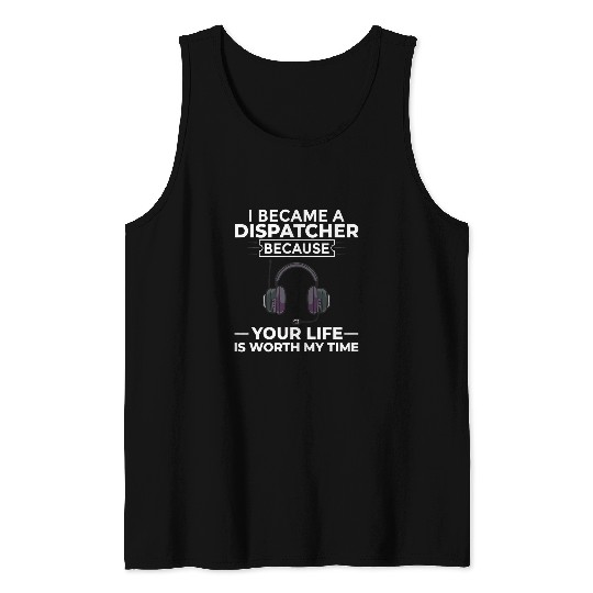 Police Job 911 Dispatcher Police Yellow Line 4 Tank Tops