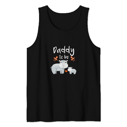 Hippo Pet Mens Daddy To Be Hippo Baby Shower Cute Animal Tank Tops
