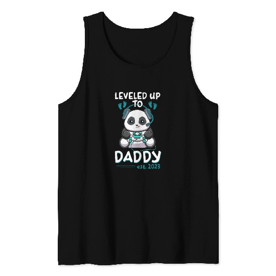Panda Pet Leveled Up To Daddy Est Gaming Panda Fathers Day Tank Tops