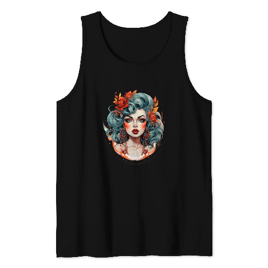 Chicano Girl Mexico Flowers Death Pretty 24 Tank Tops