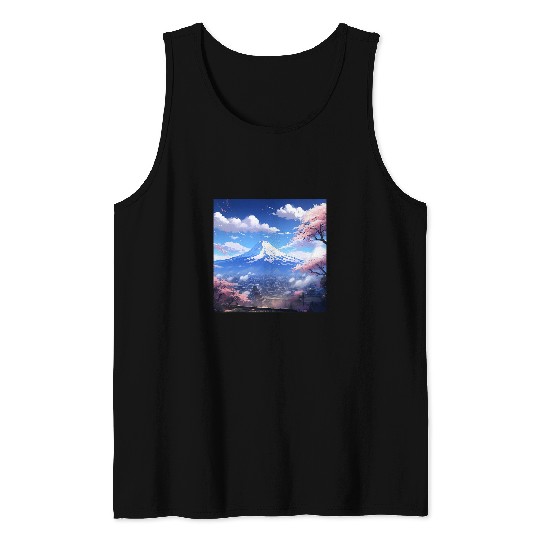 Cherry Blossom Chronicles AnimeStyled Mountain Masterpiece Tank Tops