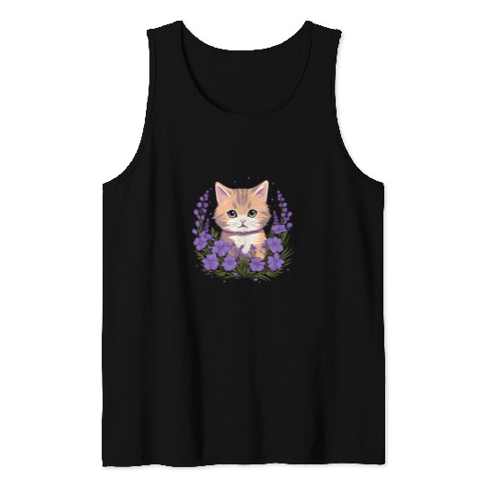 cat lavender flowers photography bushes lavenderfields Tank Tops