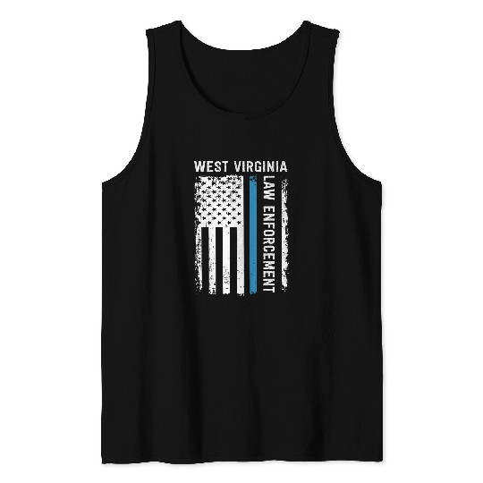 Police Job West Virginia Law Enforcement Blue Line Flag State Police Tank Tops