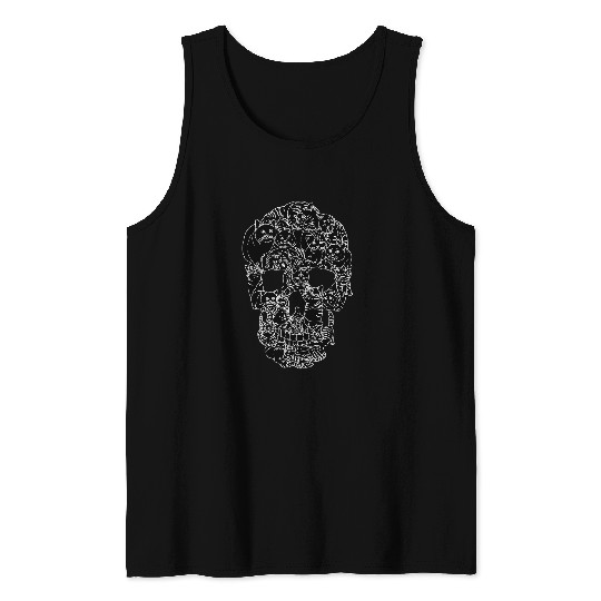 Cat Skull Kitty Skeletons Cats Halloween Skulls Tattoo Tank Tops