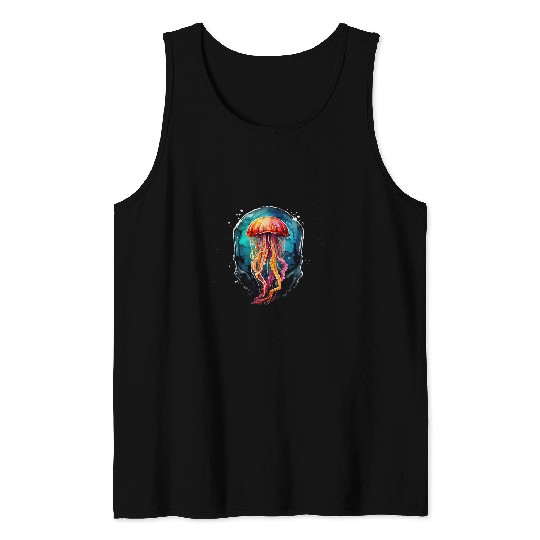 Box Jellyfish Pop Color Socket Underwater Deep Ocean Diving Tank Tops