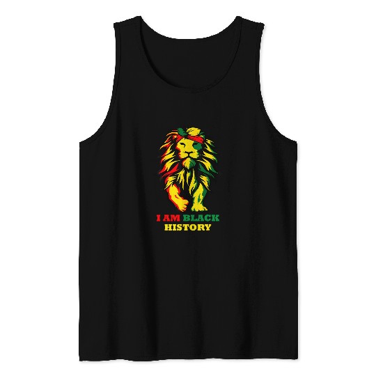 Lion Pet I Am Black History African American Pride Lion Black King 1 Tank Tops
