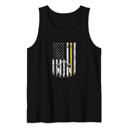 Police Job 911 Dispatcher American Flag Police Emergency Dispatchers Tank Tops