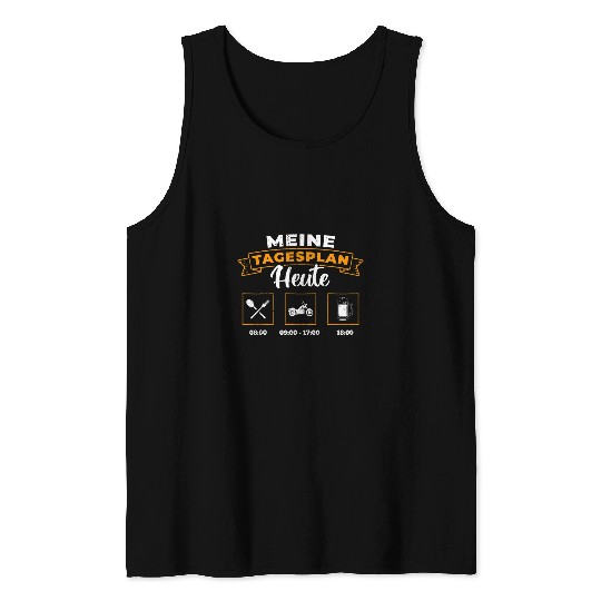 Beer Fun Cool Motorcycle Daily Schedule Beer Motorcyclist Saying Tank Tops
