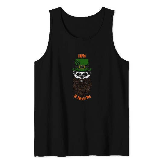 Beer Fun St Patrick s Day Skull Beer Irish Green Hat Tank Tops