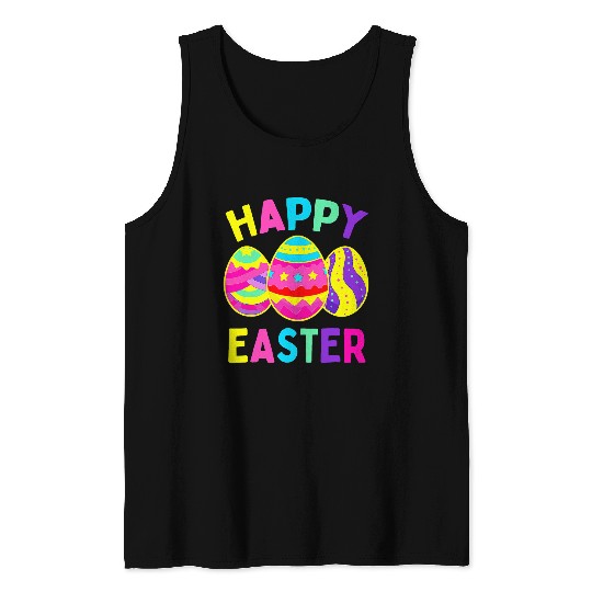 Happy Easter Day, Cute Colorful Egg Hunting Women Boys Girls Tank Tops