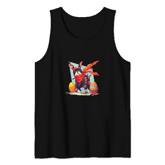 Colorful Easter Eggs Hunt 2024 Dog With Bunny Ears for Kids Tank Tops