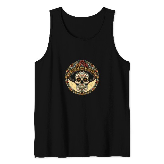 Wines Fun Skeletons Tequila Mexico Dia De Los Muertos Vintage Tank Tops