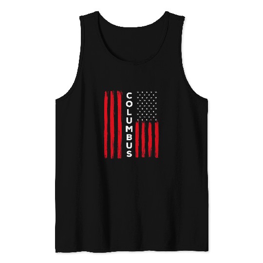 Columbus Day Distressed USA Flag Tank Tops