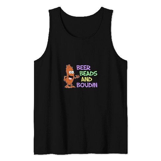 Beer Fun Beer Beads And Boudin Mardi Gras Party Tank Tops