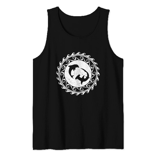 Hammerhead Shark Dolphin Tribal Samoa Polynesia Tank Tops