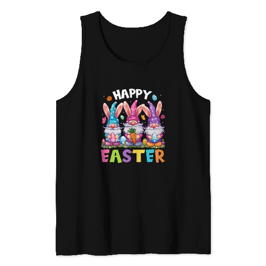 Happy Easter Day Rabbit Egg Hunting Easter Bunny Gnomes Tank Tops