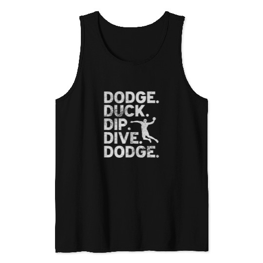 Duck Pet dodges Duck Dip Dive Dodgeball Player Team Sports Distressed Tank Tops
