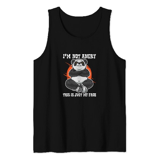 Panda Pet im not angry this is just my face black and white panda Tank Tops