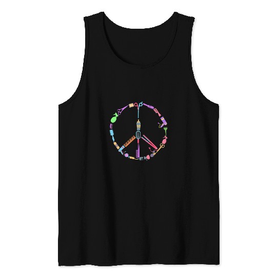 Hairdresser Job Peace Day Funny Hair Stylist Fashion Tank Tops
