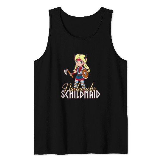 Kids Viking warrior girl young tortoise maid Tank Tops