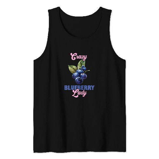 crazys Blueberry Lady Blueberries Fruit Berry Garden Tank Tops