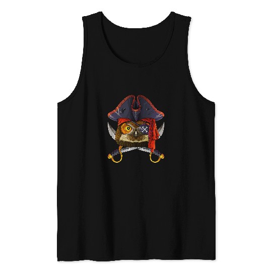 Owl Pet Pirate Owl Jolly Roger Halloween Costume Crossbones Tank Tops