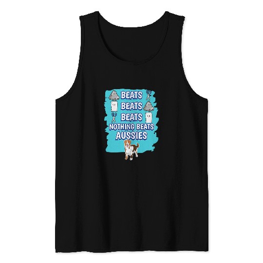 Aussies Rock Paper Scissors Game Australian Shepherd Tank Tops