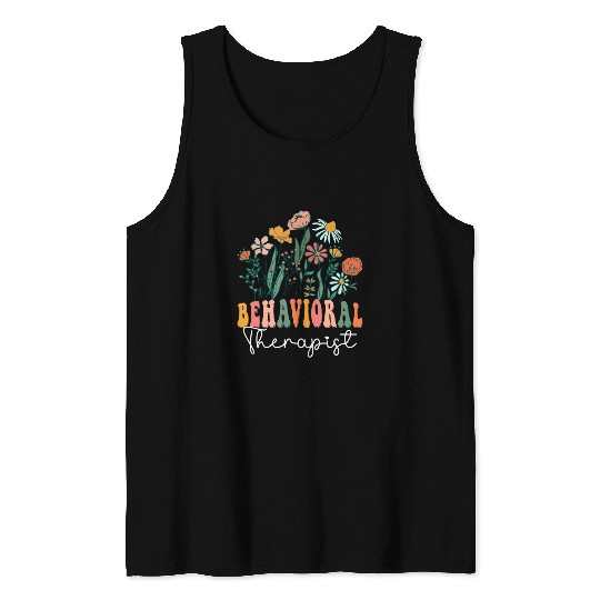 Retro Groovy floral Behavioral Therapist Wildflower Tees For Tank Tops