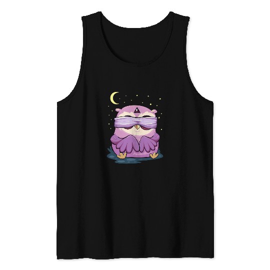 Owl Pet Pastel Goth Kawaii Blindfolded Owl with Third allSeeing Eye Tank Tops