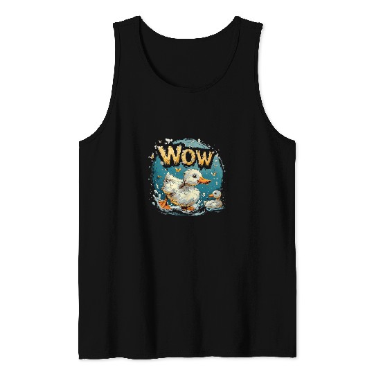 Duck Pet White Duck Cute Wow Casual Style Tank Tops