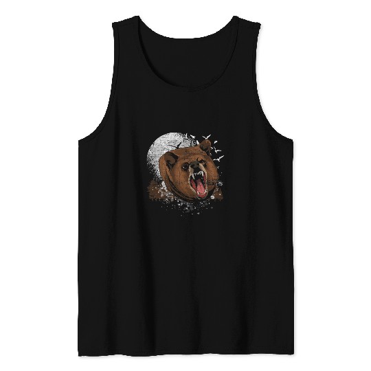 Bear Pet Birds Full Moon Nature Wild Animal Predator Brown Bear Tank Tops