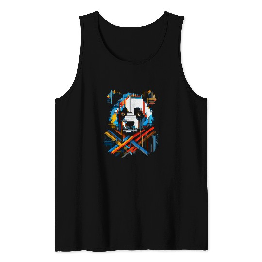 Panda Pet Abstract Art Animal Love Colorful Graphic Panda Tank Tops