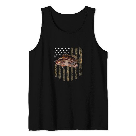 Camo American Flag Tripletail Fishing 4th Of July Tank Tops
