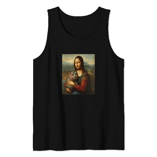 Hippo Pet Mona Lisa carry MooDeng Mona Lisa Loves Moo Deng Hippo Tank Tops