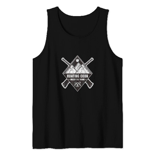 Raccoon Pet Hunting Coon Under Moon Funny Raccoon Hunting Gear Tank Tops