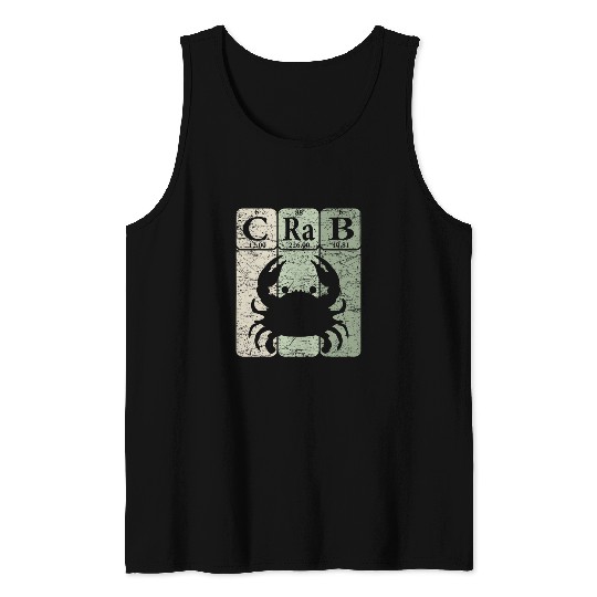 Crab Periodic Table Elements Seafood Crabbing Retro Crabber Tank Tops