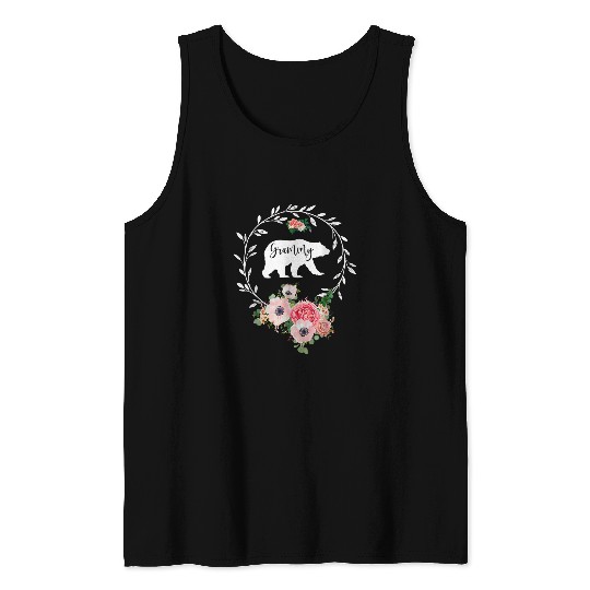 Bear Pet Grammy Bear xmass Family Christmas Pajama Flower Grandma Tank Tops