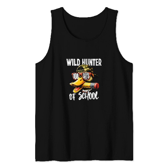Duck Pet Wild Hunter 100 Days Of School Duck Hunting Tank Tops